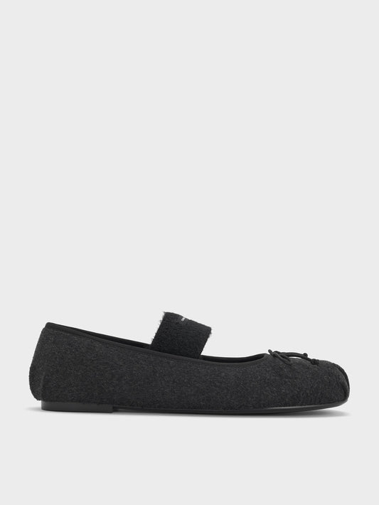 CHARLES & KEITH New / Winona Felt Mary Jane Flats - Black Textured