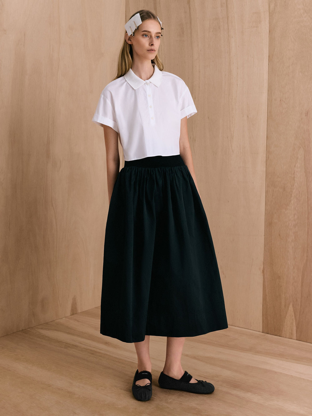 CHARLES & KEITH New / Winona Felt Mary Jane Flats - Black Textured