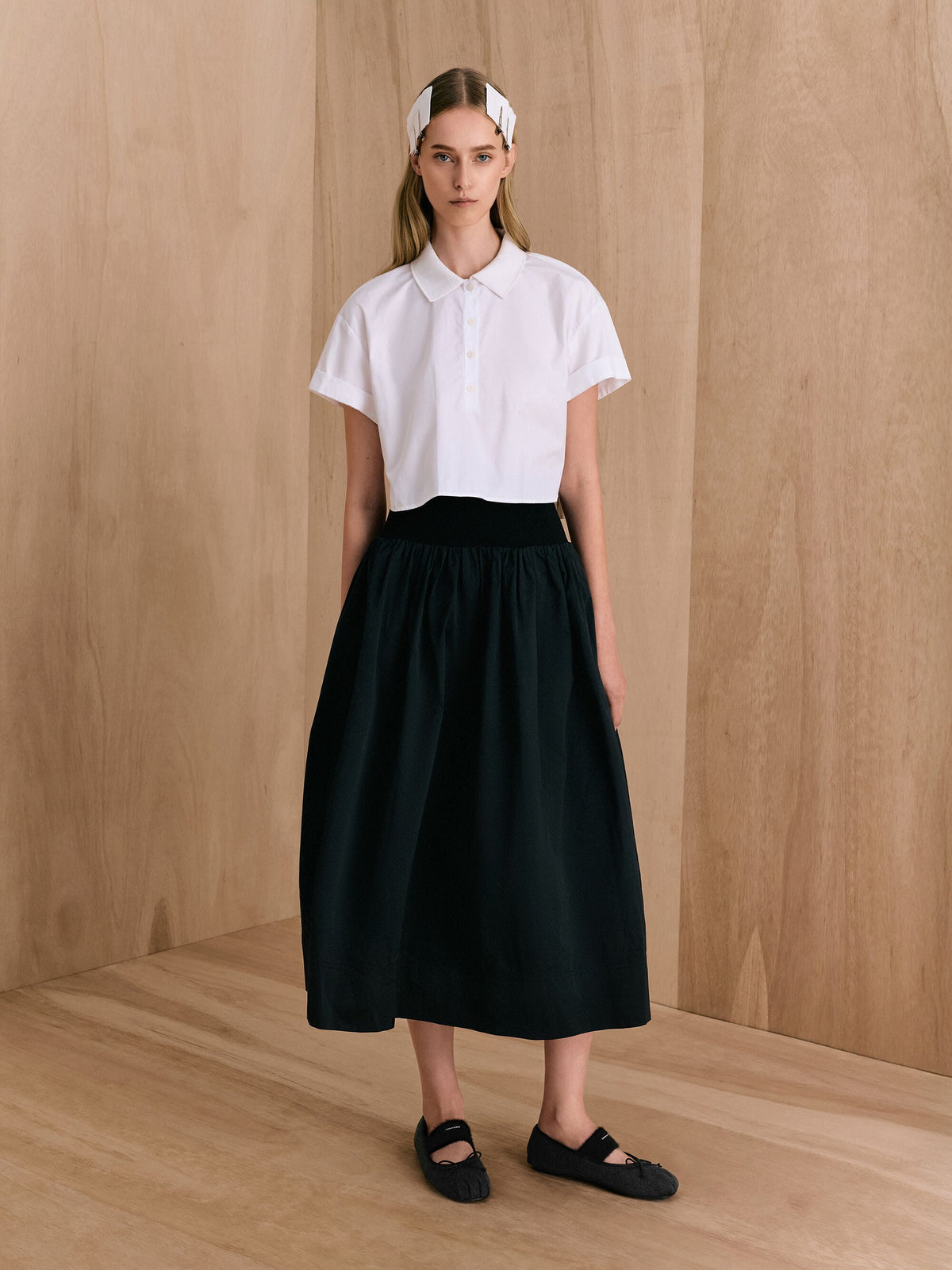 CHARLES & KEITH New / Winona Felt Mary Jane Flats - Black Textured