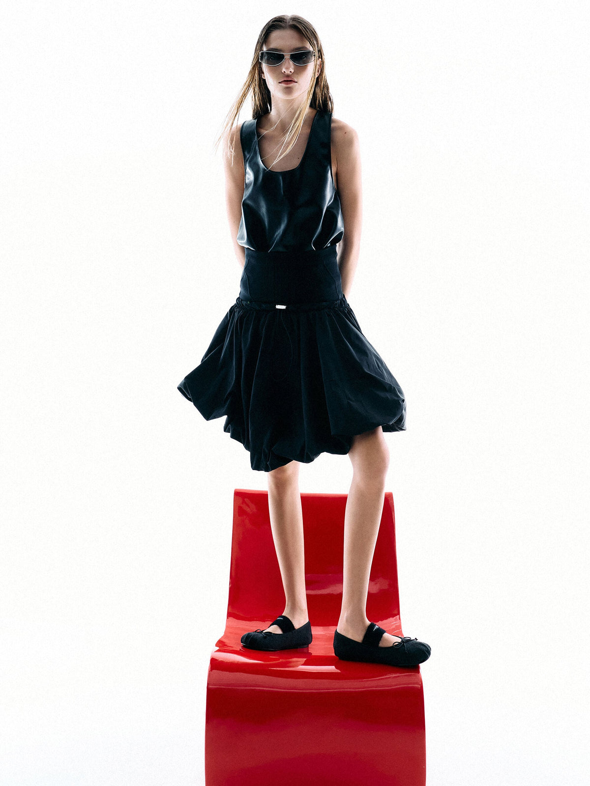 CHARLES & KEITH New / Winona Felt Mary Jane Flats - Black Textured