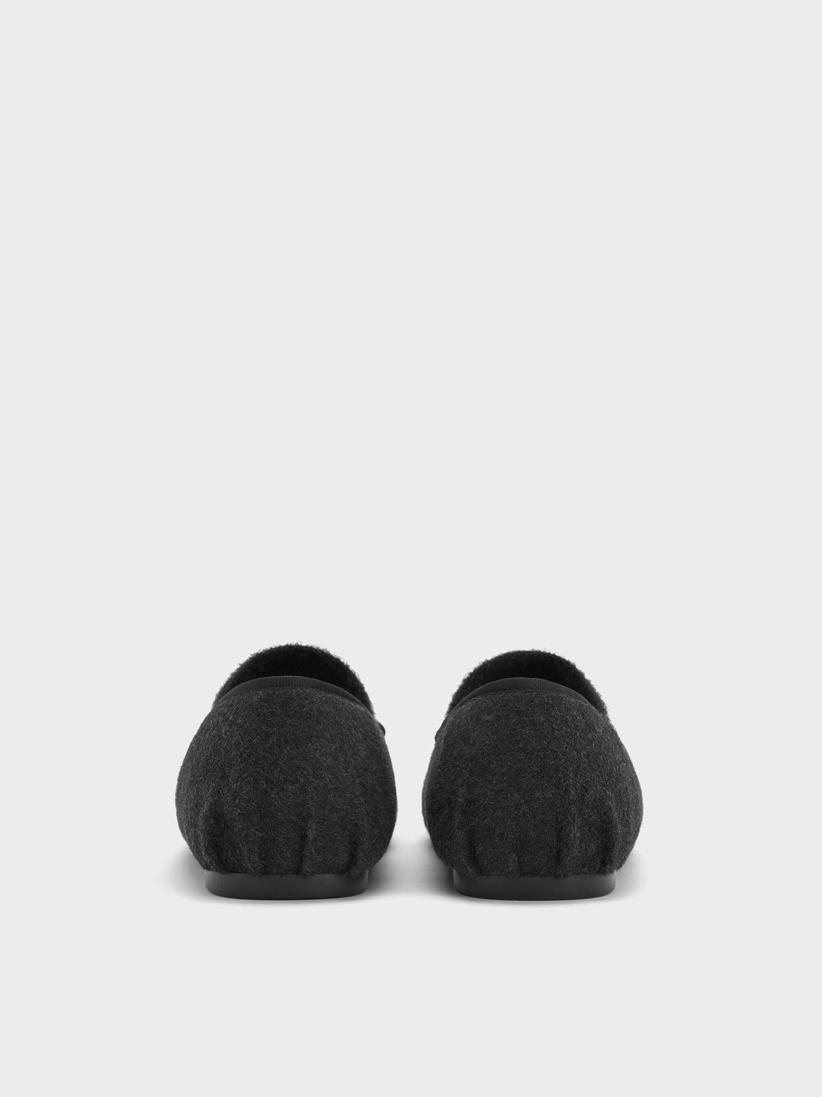 CHARLES & KEITH New / Winona Felt Mary Jane Flats - Black Textured