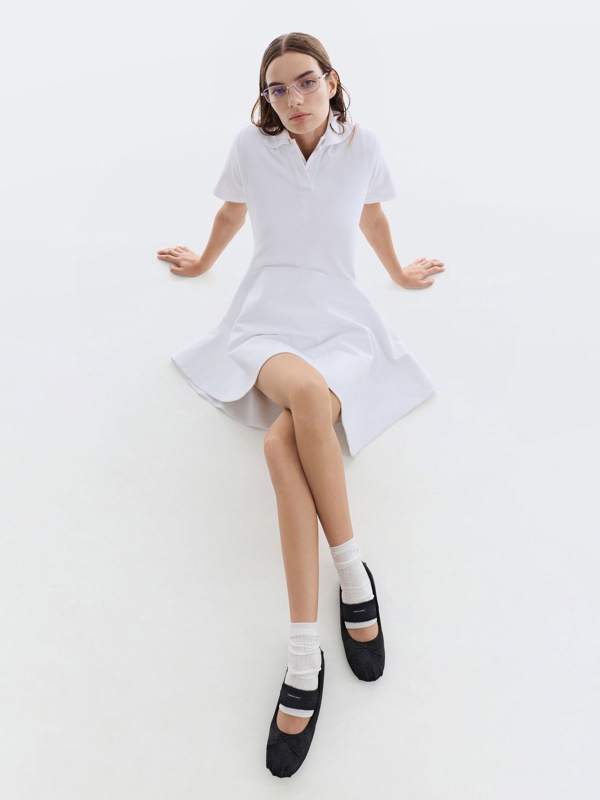 CHARLES & KEITH New / Winona Felt Mary Jane Flats - Black Textured