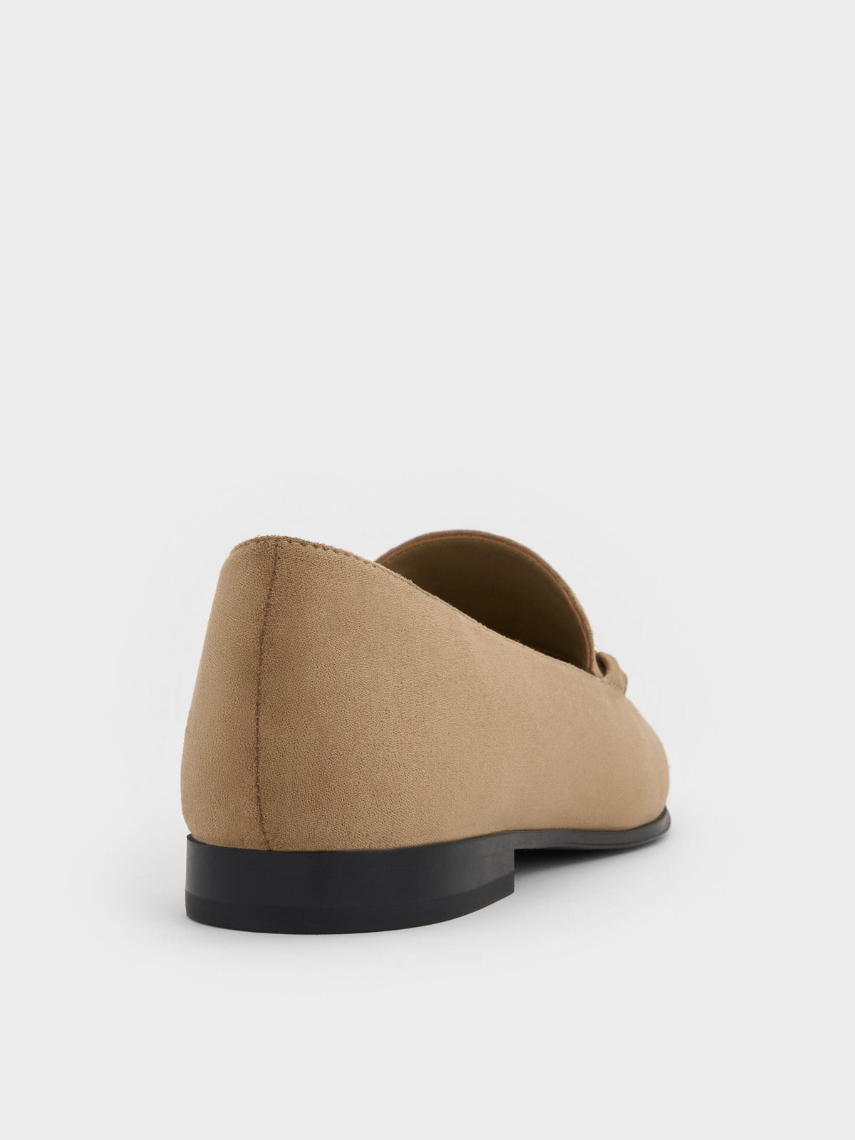 CHARLES & KEITH Top Pick / Faux Suede Metallic Knot-Bar Loafers - Camel