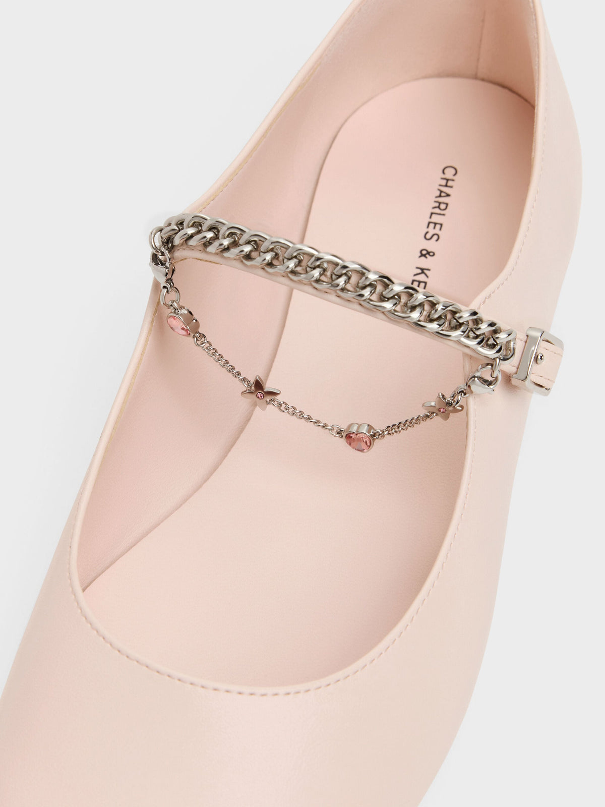 CHARLES & KEITH Featured / Double-Chain Charm Mary Jane Flats - Pink