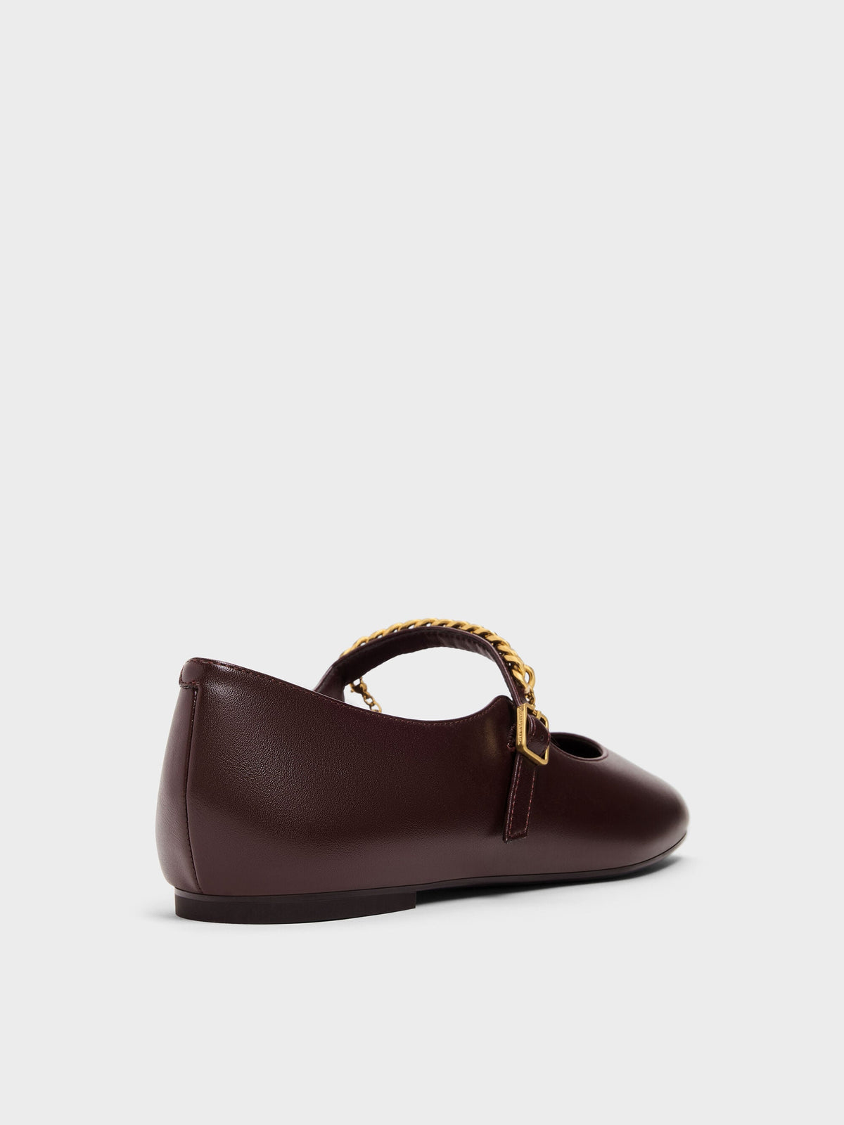 CHARLES & KEITH Essential / Double-Chain Charm Mary Jane Flats - Burgundy