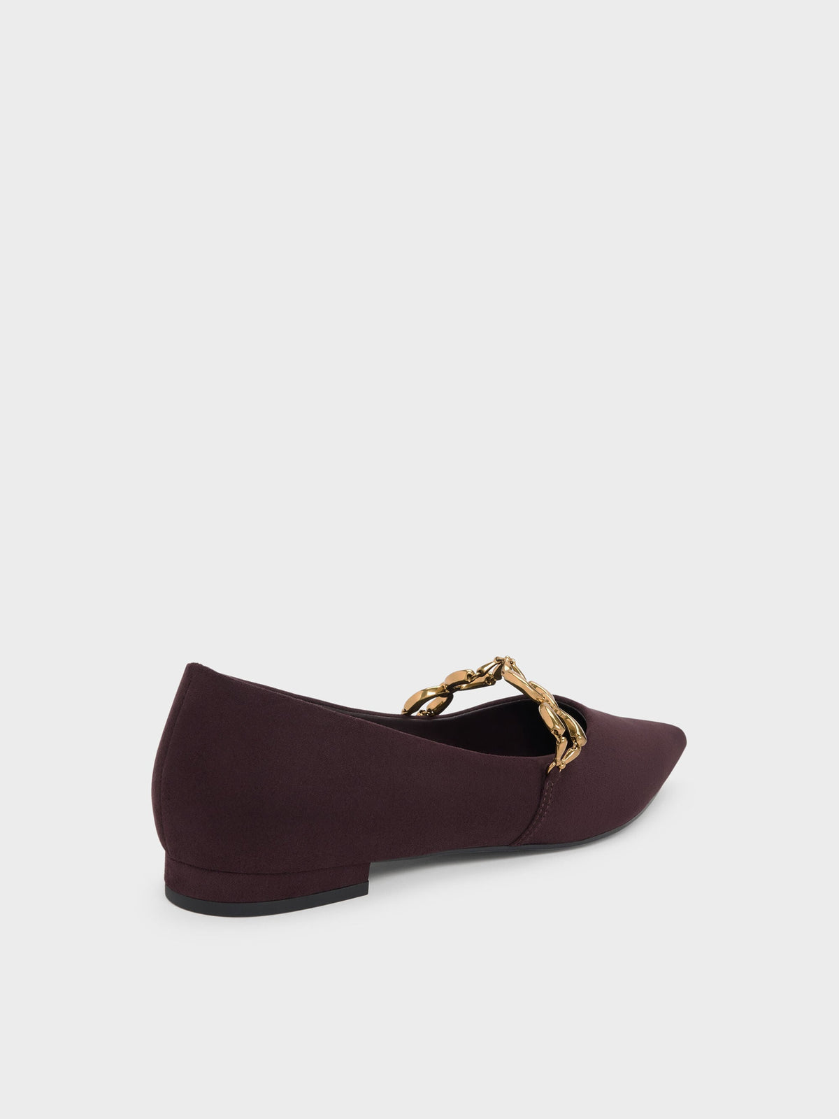 CHARLES & KEITH Discount / Faux Suede Metallic-Accent Ballet Flats - Burgundy