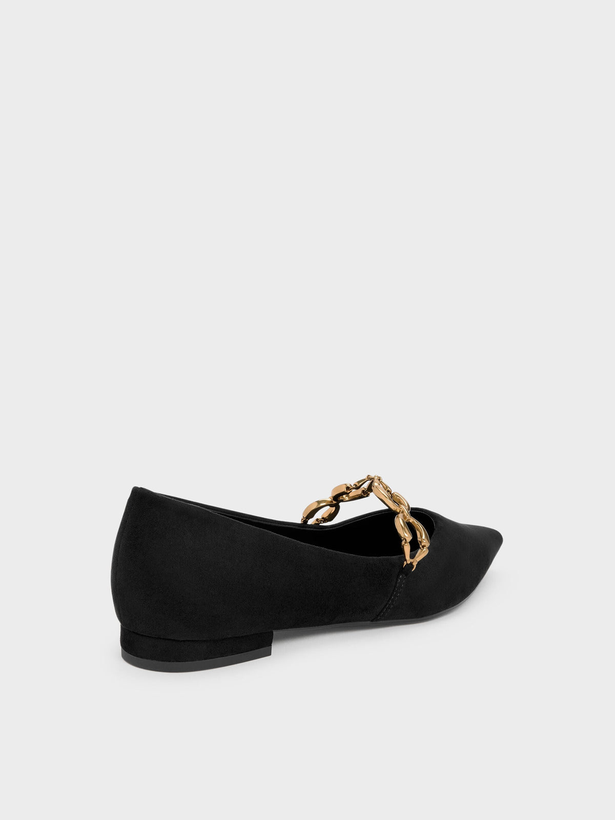 CHARLES & KEITH Trusted / Faux Suede Metallic-Accent Ballet Flats - Black Textured