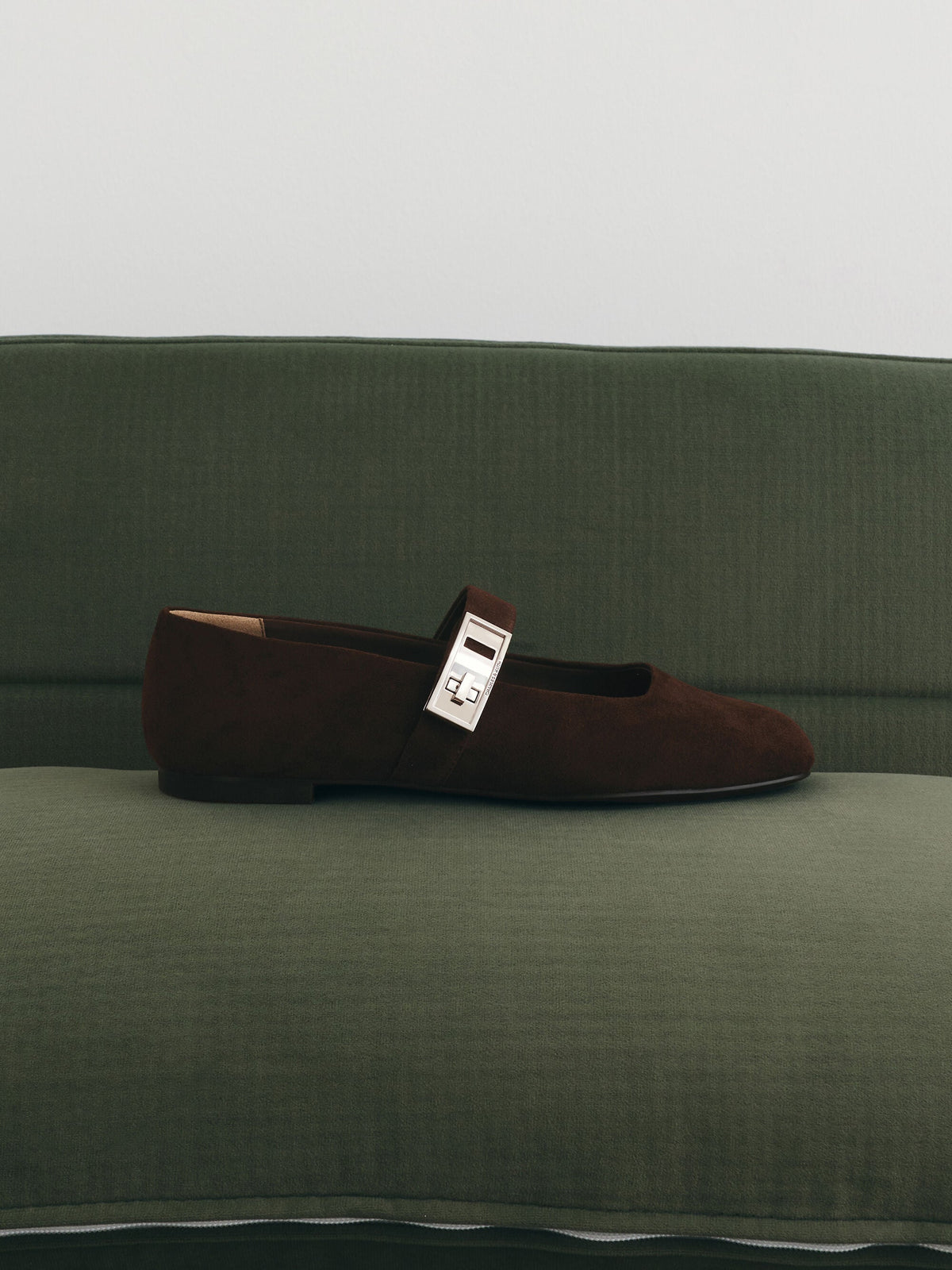 CHARLES & KEITH Value / Lando Faux Suede Mary Jane Flats - Dark Brown Textured