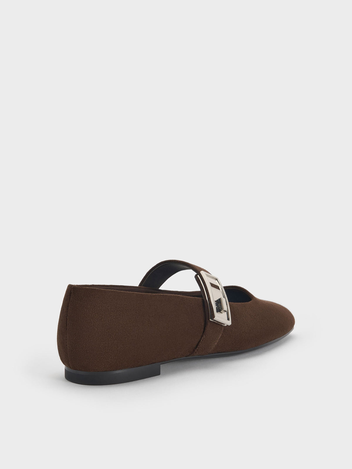 CHARLES & KEITH Value / Lando Faux Suede Mary Jane Flats - Dark Brown Textured