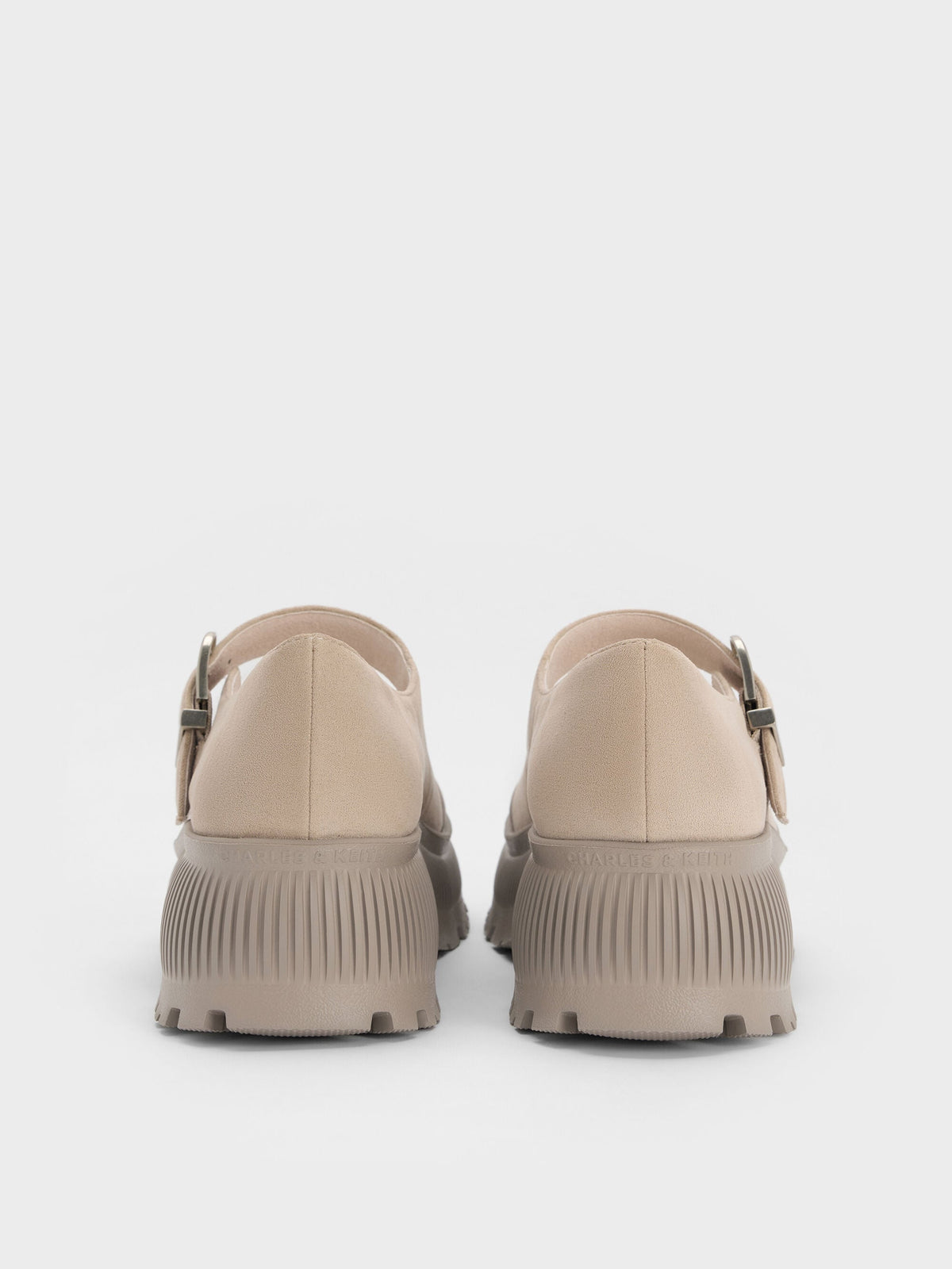CHARLES & KEITH Value / Darra Faux Suede Platform Mary Janes - Beige