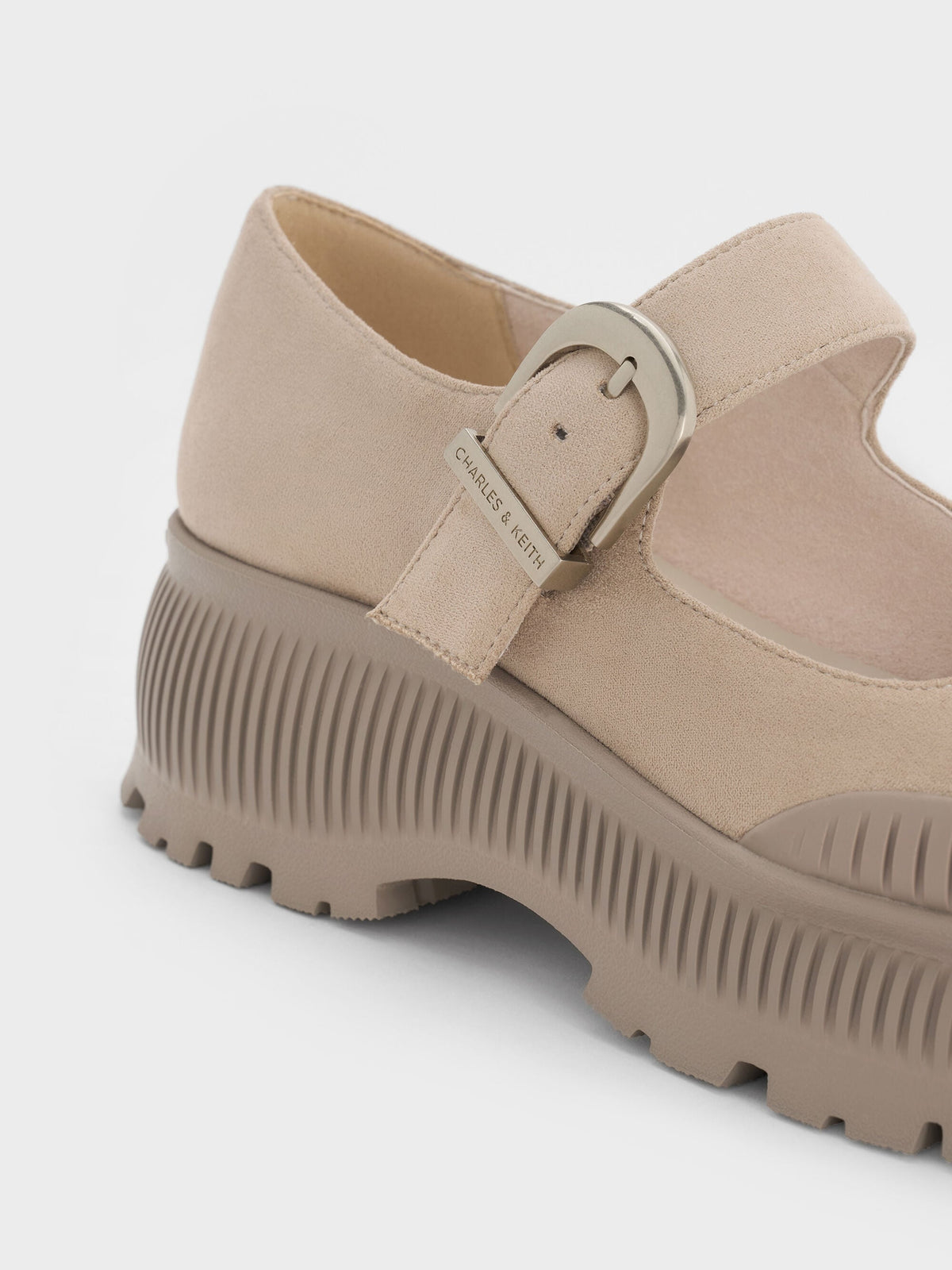 CHARLES & KEITH Value / Darra Faux Suede Platform Mary Janes - Beige