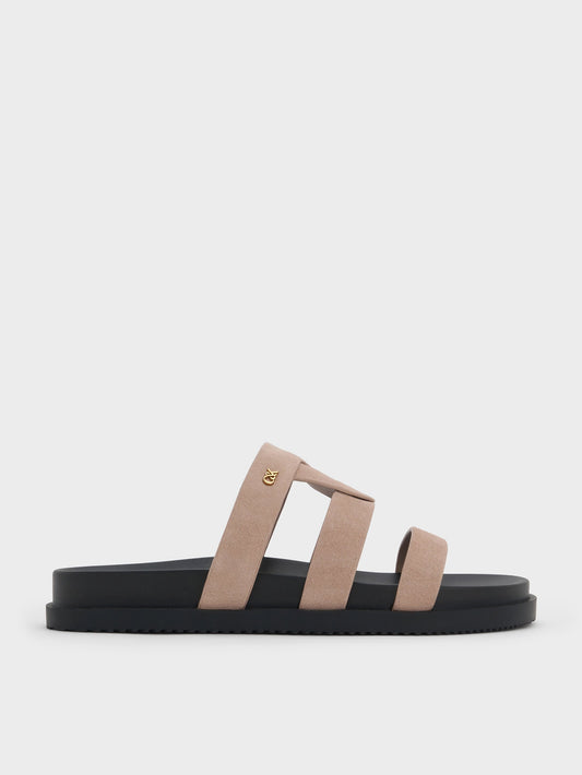 CHARLES & KEITH Customer Favorite / Petina Suede Flatform Sandals - Taupe