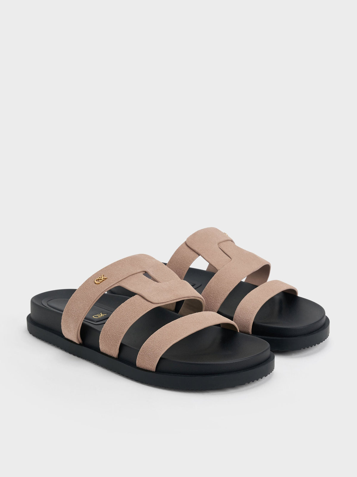 CHARLES & KEITH Customer Favorite / Petina Suede Flatform Sandals - Taupe