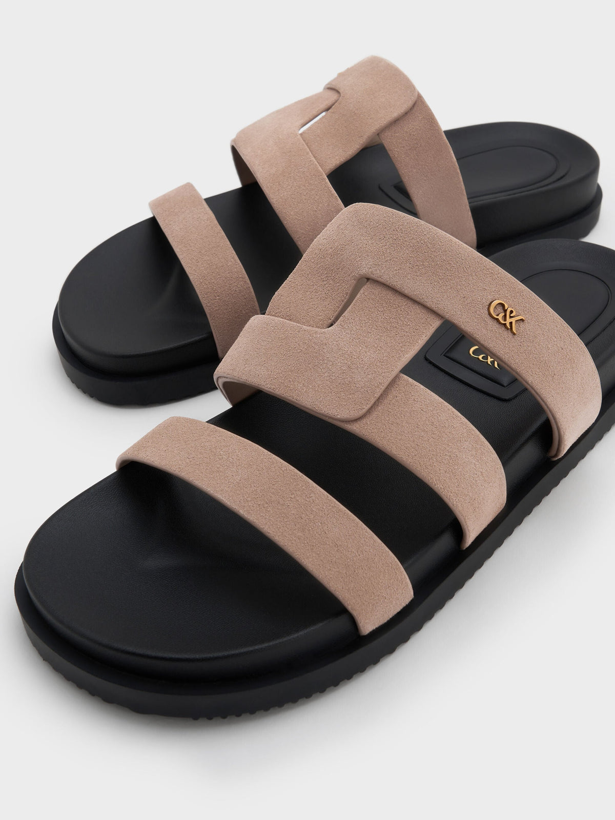 CHARLES & KEITH Customer Favorite / Petina Suede Flatform Sandals - Taupe