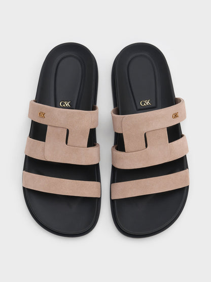 CHARLES & KEITH Customer Favorite / Petina Suede Flatform Sandals - Taupe