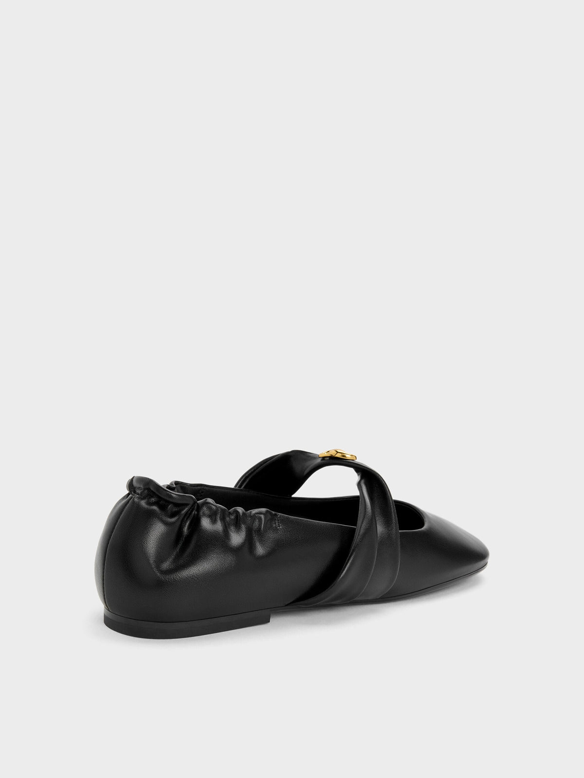 CHARLES & KEITH Trusted / Metallic-Accent Twist-Strap Mary Jane Flats - Black
