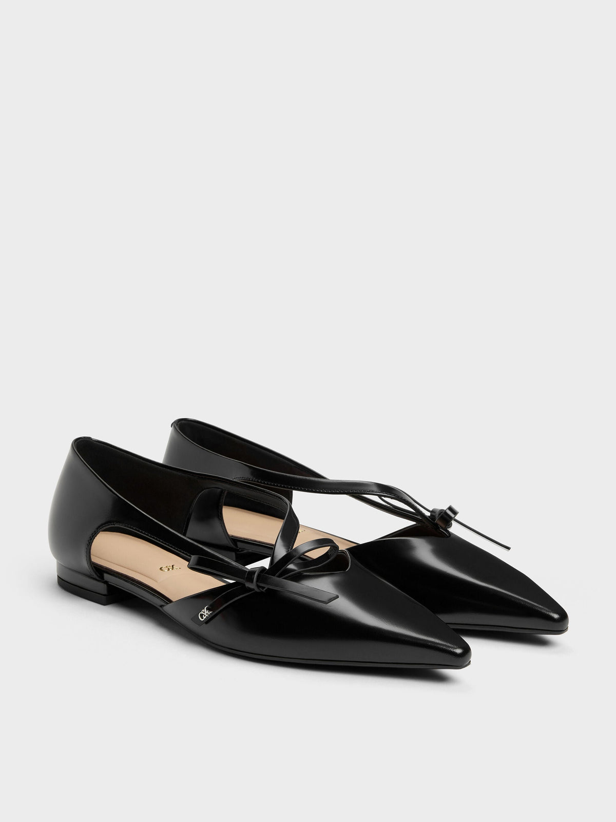 CHARLES & KEITH New / Anastasia Leather D'Orsay Flats - Black Box