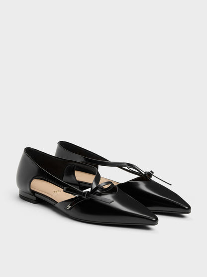 CHARLES & KEITH New / Anastasia Leather D'Orsay Flats - Black Box