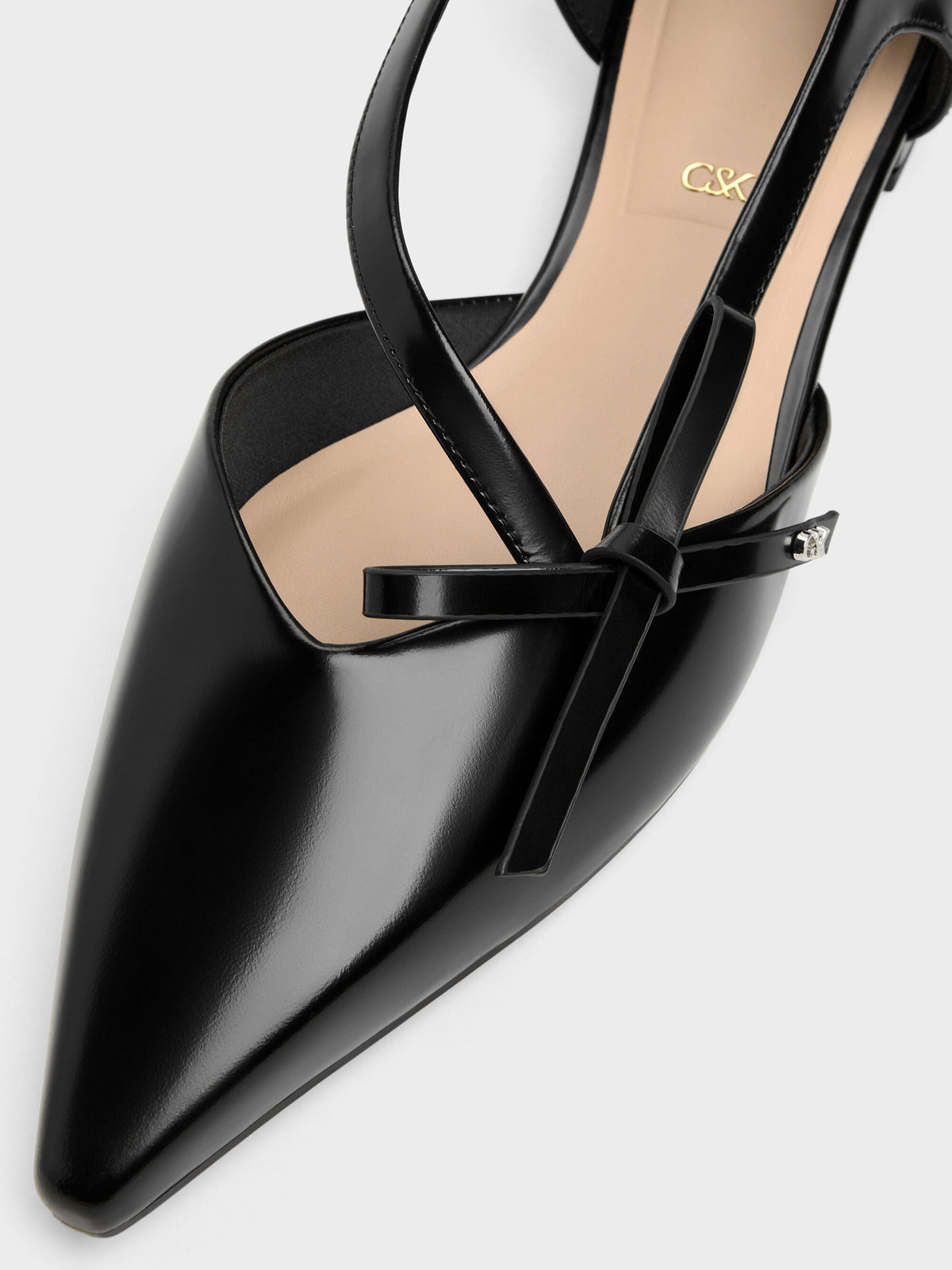 CHARLES & KEITH New / Anastasia Leather D'Orsay Flats - Black Box