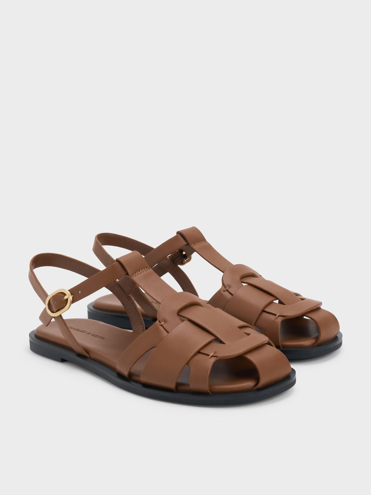 CHARLES & KEITH Hot Sale / Easley T-Bar Caged Sandals - Caramel