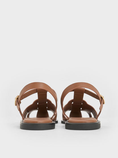 CHARLES & KEITH Hot Sale / Easley T-Bar Caged Sandals - Caramel