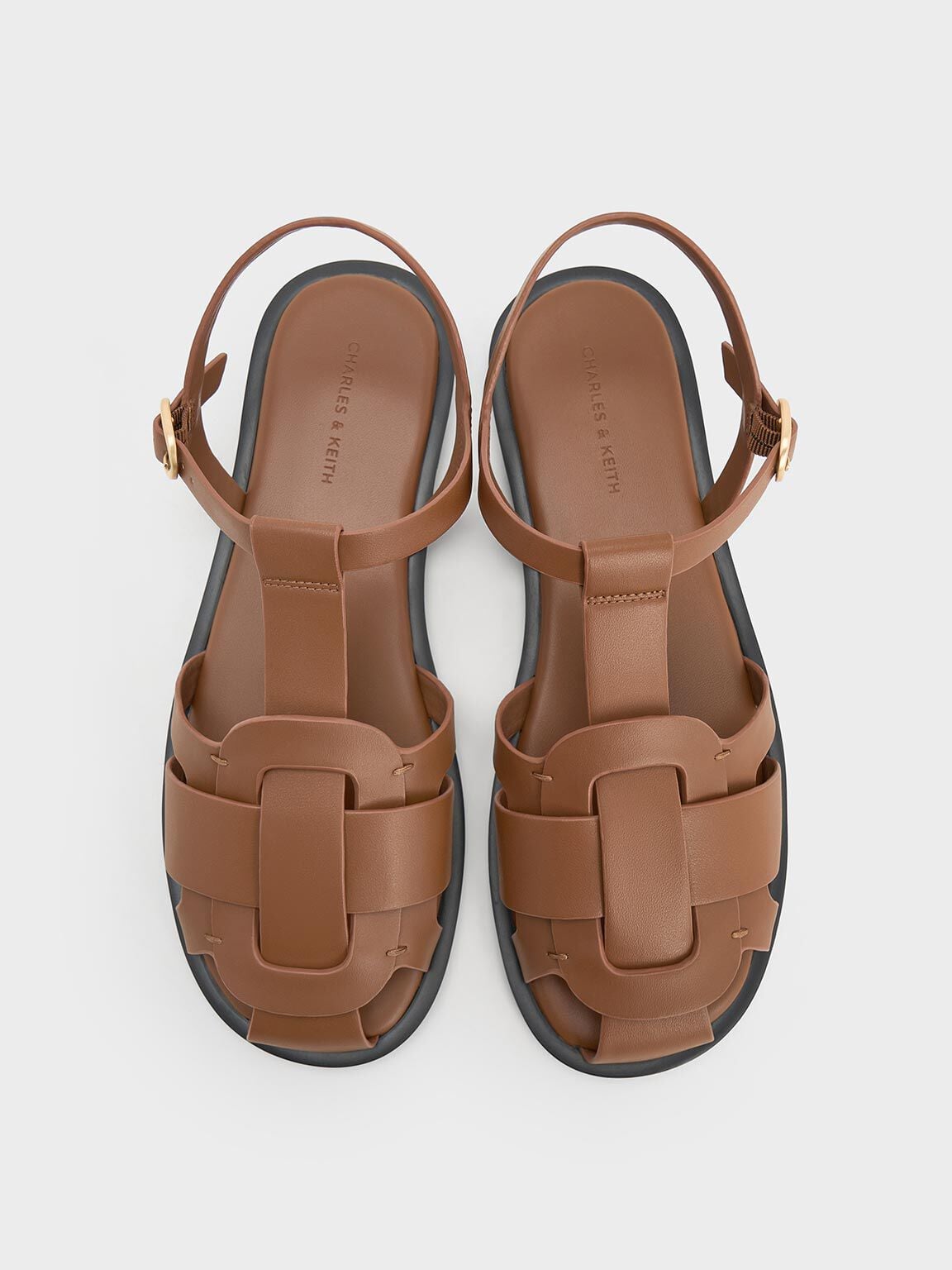 CHARLES & KEITH Hot Sale / Easley T-Bar Caged Sandals - Caramel