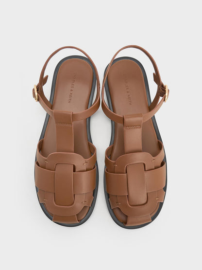 CHARLES & KEITH Hot Sale / Easley T-Bar Caged Sandals - Caramel