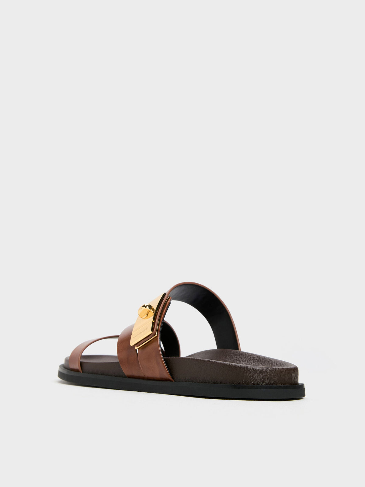 CHARLES & KEITH Exclusive / Aelin Metallic-Buckle Strappy Sandals - Cognac