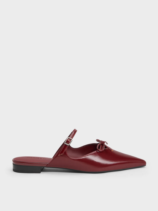 CHARLES & KEITH Value / Bow Mary Jane Mules - Burgundy