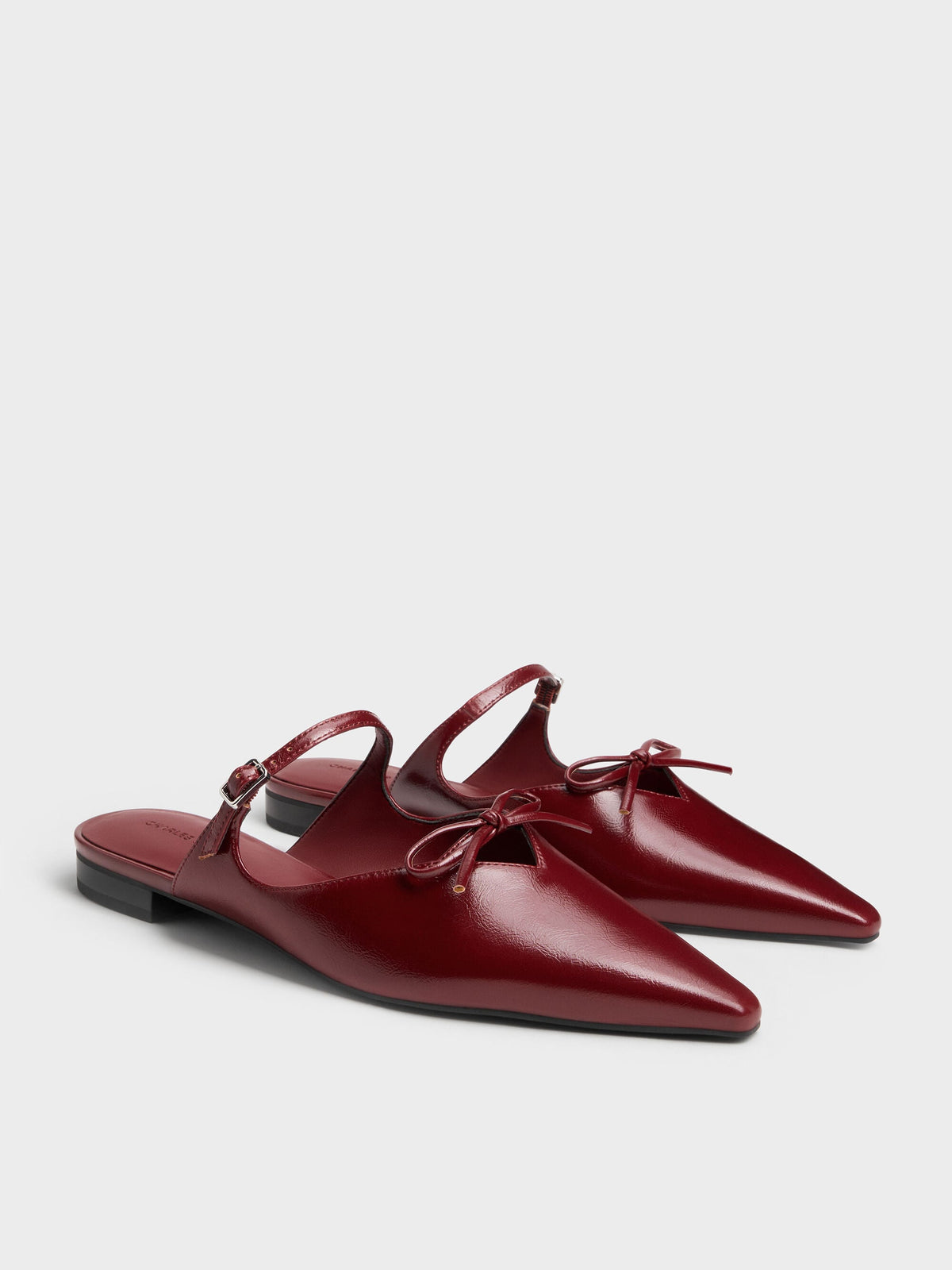 CHARLES & KEITH Value / Bow Mary Jane Mules - Burgundy