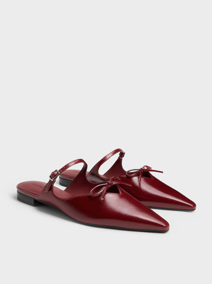 CHARLES & KEITH Value / Bow Mary Jane Mules - Burgundy