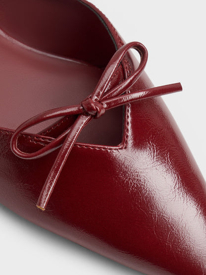 CHARLES & KEITH Value / Bow Mary Jane Mules - Burgundy