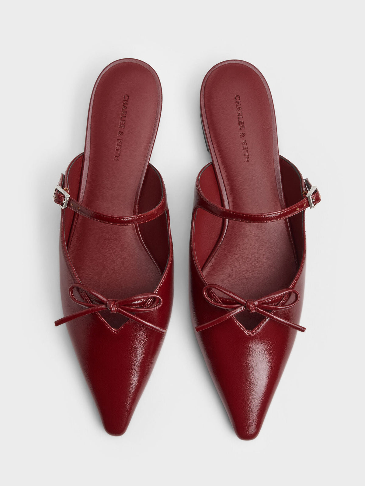 CHARLES & KEITH Value / Bow Mary Jane Mules - Burgundy