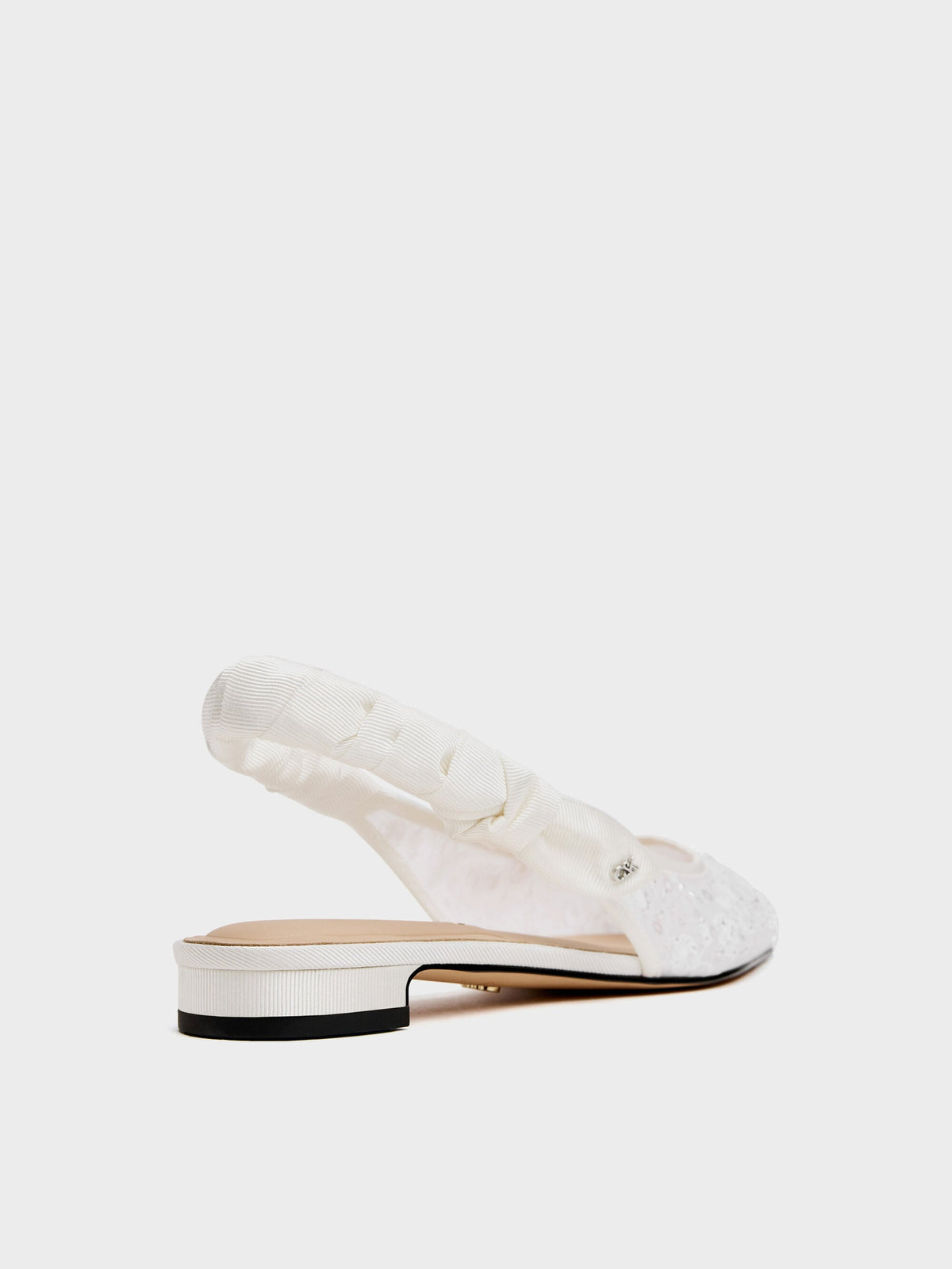 CHARLES & KEITH Best Seller / Tayari Embroidered-Mesh Slingback Flats - White