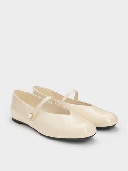 CHARLES & KEITH Trending / Marie Pearl Mary Jane Flats - Cream