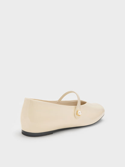 CHARLES & KEITH Trending / Marie Pearl Mary Jane Flats - Cream