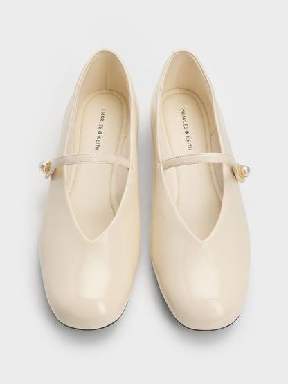 CHARLES & KEITH Trending / Marie Pearl Mary Jane Flats - Cream