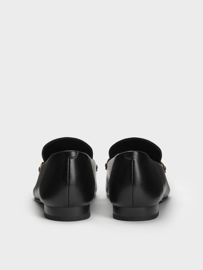 CHARLES & KEITH Signature / Metallic-Accent Loafers - Black