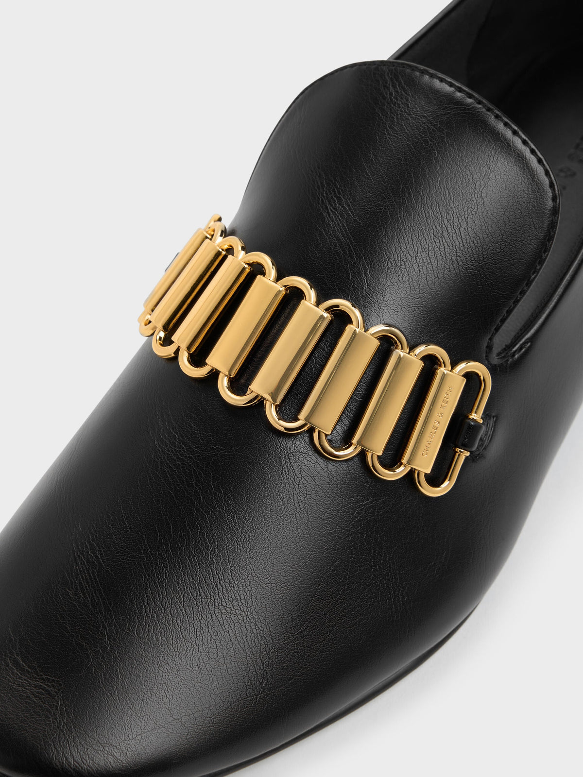 CHARLES & KEITH Signature / Metallic-Accent Loafers - Black