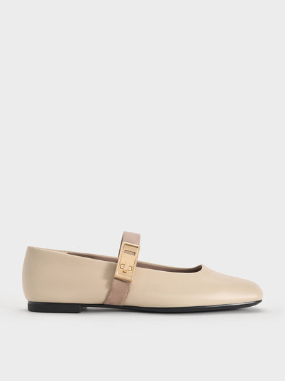 CHARLES & KEITH Quality / Lando Two-Tone Mary Jane Flats - Chalk