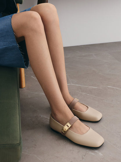 CHARLES & KEITH Quality / Lando Two-Tone Mary Jane Flats - Chalk