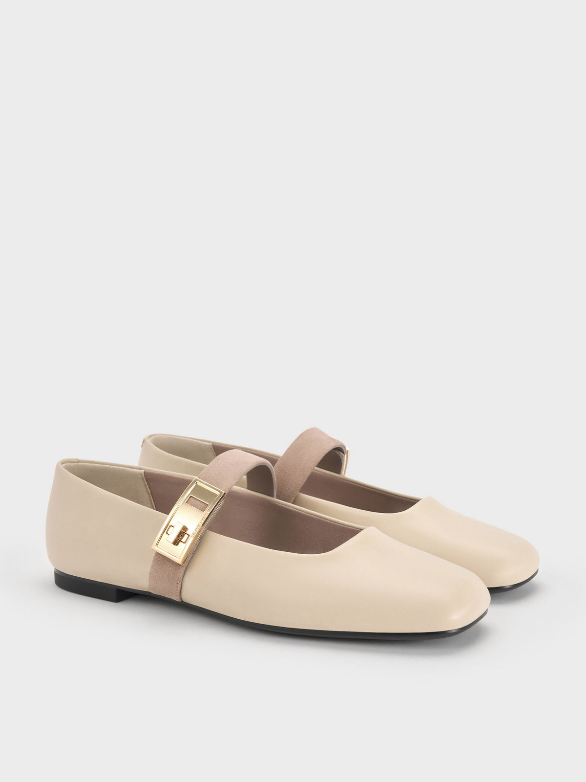 CHARLES & KEITH Quality / Lando Two-Tone Mary Jane Flats - Chalk