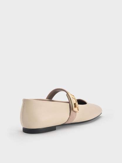 CHARLES & KEITH Quality / Lando Two-Tone Mary Jane Flats - Chalk