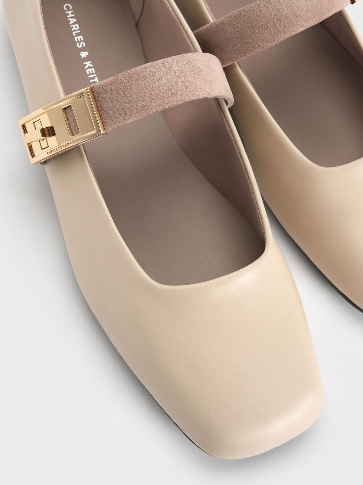CHARLES & KEITH Quality / Lando Two-Tone Mary Jane Flats - Chalk