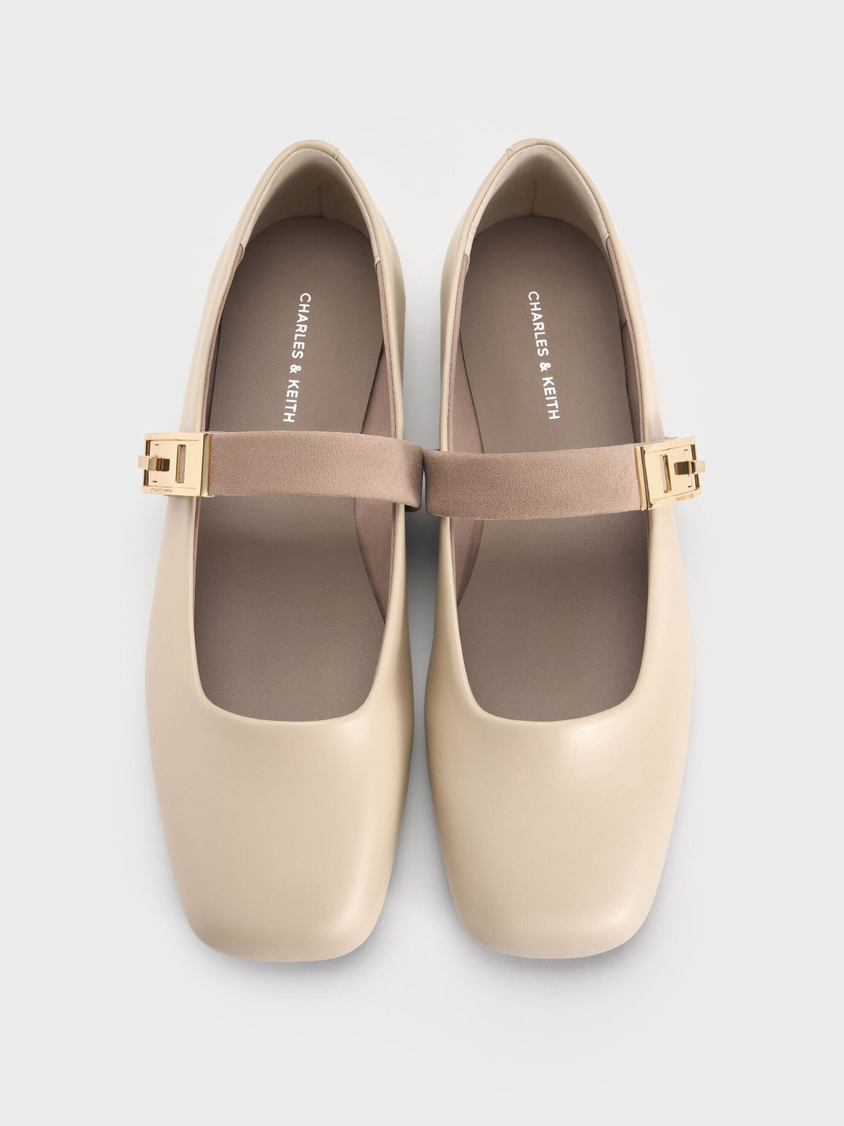 CHARLES & KEITH Quality / Lando Two-Tone Mary Jane Flats - Chalk