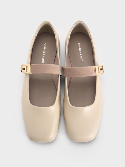 CHARLES & KEITH Quality / Lando Two-Tone Mary Jane Flats - Chalk