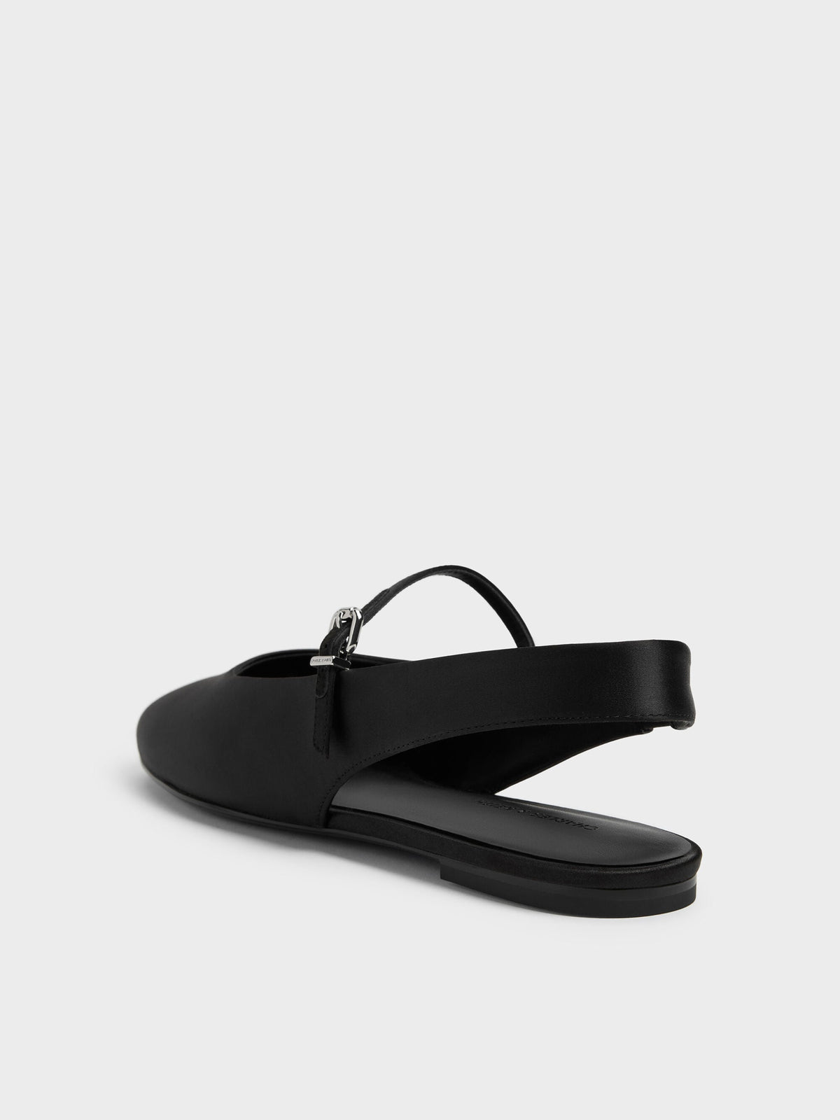 CHARLES & KEITH Value / Imani Satin Slingback Flats - Black Textured