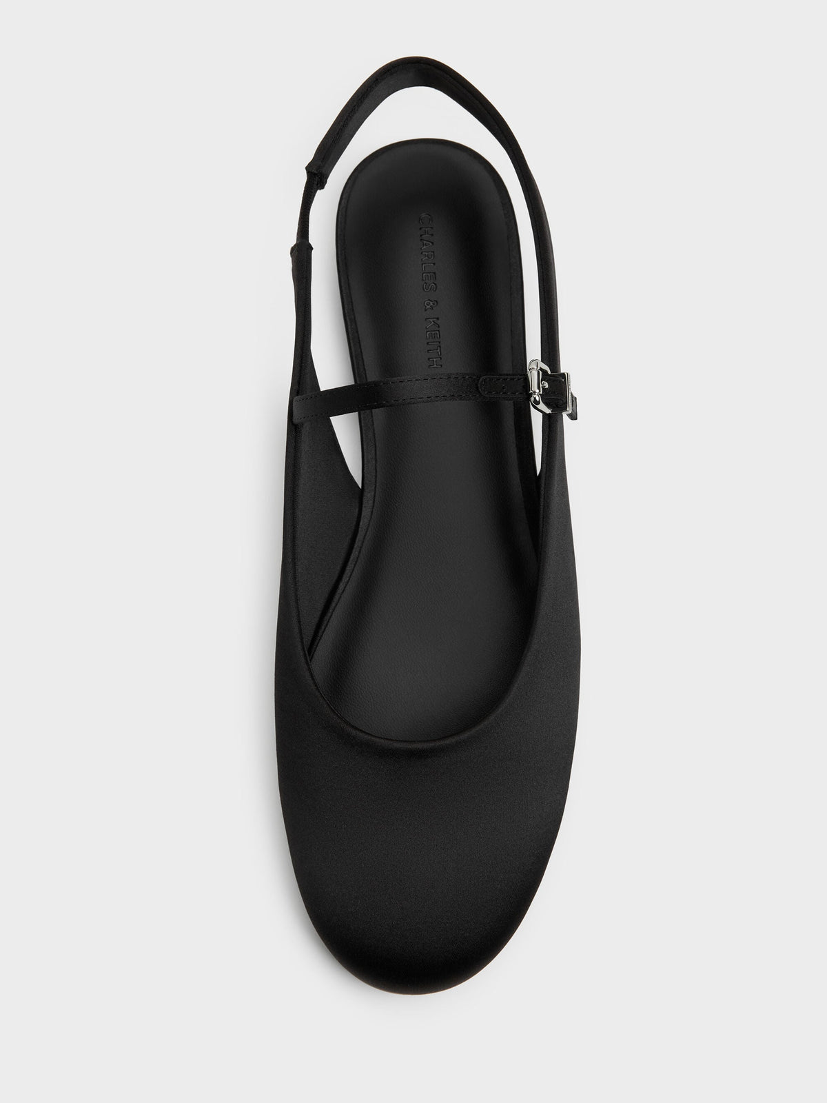 CHARLES & KEITH Value / Imani Satin Slingback Flats - Black Textured