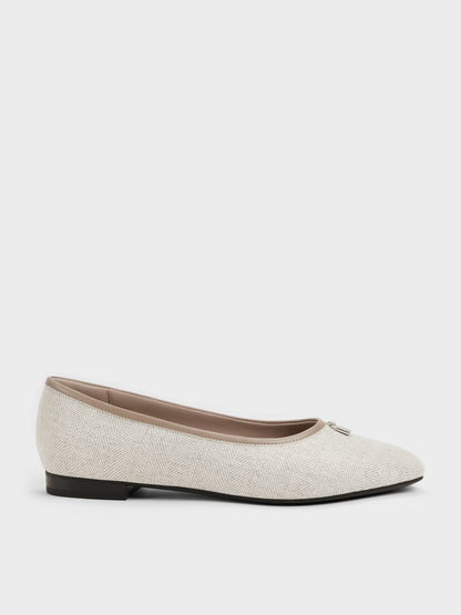 CHARLES & KEITH Essential / Griselda Two-Tone Ballet Flats - Light Grey
