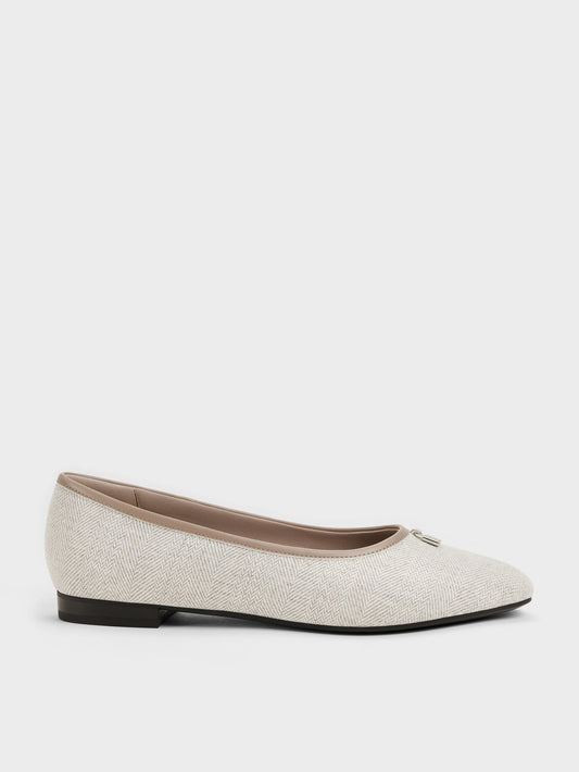 CHARLES & KEITH Essential / Griselda Two-Tone Ballet Flats - Light Grey